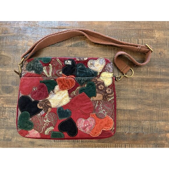Lucky Brand Patchwork Hearts Purse Crossbody Bag Vintage Y2K - Picture 1 of 16